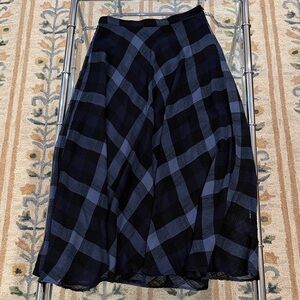 Zara Black and Blue Plaid A-Line Skirt